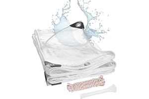 FoundGo Bâche Transparente avec œillets, Bâche de Protection Exterieur pour Jardins 420g/m², Plantes, Bâche Imperméable en PVC, avec Corde et Serre-câbles(Taille réelle 1.9x2.4m)