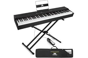 MUSTAR Digital Piano 88 Weighted Keys Hammer Action, Full Size 88 Key Piano Keyboard Weighted, Electric Keyboard Piano with Bluetooth Connection, Portable Case, Sustain Pedal, Black
