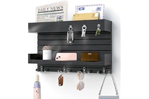 HISADEFE Porte-clés, porte-lettres mural avec 4 crochets doubles pour clés, trieur de clés en bois, porte-lettres à double étagère, organisateur de courrier, décoration rustique pour l'entrée et le couloir