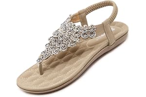 Acfoda Flache Sandalen Damen Sommer Freizeit Zehentrenner mit Weiche Fußbett, Gr.35-45