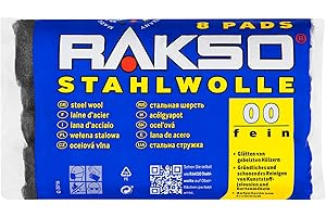 RAKSO Stahlwolle fein 00-8 Pads, glättet Hölzer, Reinigung Kunststoffjalousien, Gartenmöbel, Aluminium aufpolieren