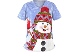 thuthu Kasack Damen Pflege Mit Karikatur Motiv Bunt T-Shirt Schlupfkasack Mit Taschen Kurzarm V-Ausschnitt Schlupfhemd Berufskleidung Krankenpfleger Uniformen Nurse Kasacks Damen Pflege