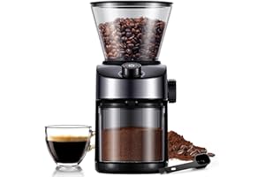 TWOMEOW Coffee Grinder Burr Electric, 25 Precise Grind Setting, 40-Second Adjustable Timer, Chamber Cleaning Button, Designed for Espresso, Drip Coffee, and French Press, Black