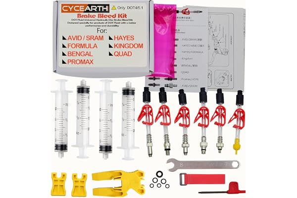 CYCEARTH Vélo Frein Dot Huile Kit de Purge pour Avid Sram Code5 Code R Juicy Ultimate Elixir Formule Hayes Bngal espérons Quad Hydraulique Disque Outils