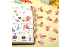 OUTUS 48 Pièces Onglets Adhésifs Accessoires de Créateurs Autocollants Onglet de Planificateur Mensuels Onglet Index Mensuel Décoratif pour Bureau Étude Planificateurs Organisations (Or Rose)