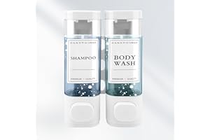 MEKOTRIN Dispensador Jabón Baño para Montaje en Pared, Dispensador de Jabón Líquido, Dispensador Gel y Champu Ducha para Hotel, Hogar,2x300ml(Blanco)