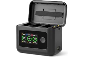 SYMIK Batteriladdare för GoPro Hero 13, 27 W, trippelfack, snabbladdningsfodral med LCD-skärm, smart tvåvägs laddarhubb för Go Pro Hero 13, svarta tillbehör
