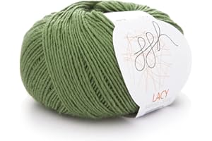 ‎GGH ggh Lacy - Merinowolle mit Seide - 25g Wolle zum Stricken oder Häkeln - Lace-Garn - Farbe 007 - Olivgrün