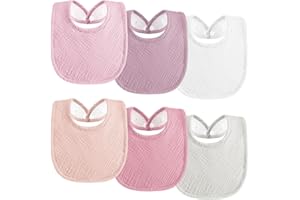 Kewlife gift Baberos Bebe de Muselina Para Bebé, Pañuelo Cuadrado Para el Cuello Del Bebé, Baberos Ajustables Para Niños y Niñas - 6 Paquetes