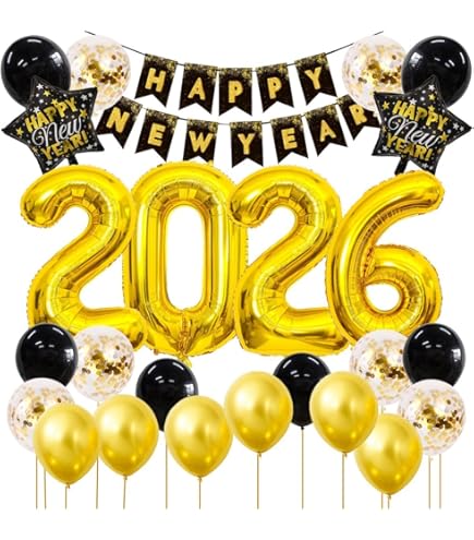 2026 Zahlenballons 40 Zoll - Gold Folienballons Für Silvester & Abschlussfeiern