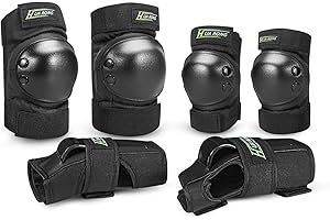Everwell Erwachsene&Kinder Knieschoner Set Schützerset 6 in 1 Protektoren Set mit Knie-Ellbogen-verstellbare Handgelenkschoner für Inliner Skaten Roller Skateboard.