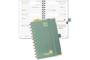 POPRUN Agenda De poche 2025 2026 A6 Semainier 16 x 10,5 cm D'Août 2025 à Déc 2026, Petit Planner Scolaire 17 Mois avec Couverture Rigide Spirale, Avec règle signet, Papier 80g/m², Vert Minuit