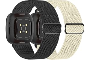 Larbolu 2 Paquet Compatible avec Fitbit Versa 4 Bracelet/Fitbit Versa 3 Bracelet/Fitbit Sense Bracelet Femme Homme, Bracelet Sport en Nylon Élastique pour Versa 4/Versa 3/Sense