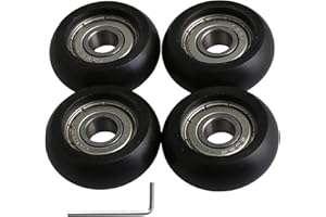 BQLZR 8x32x12mm Black Plastic Bearing Steel Ball Bearing Guide Pulley Roller Round Wheel Load 191KG for Door Window Pack of 4