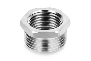 BFG HYDROBIL BSP Acoplamiento de manguito, 3/4" macho - 1/2" hembra, para sistemas de agua caliente y calefacción central, Conector cromado, Resistente a daños mecánicos, Acero inoxidable