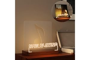 YuanDian Support rotatif pour disques vinyles en bois et acrylique pour rangement d'albums vinyles, support de collection d'affichage LED