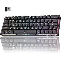 TMKB T63 Gaming Wireless Keyboard,60% Mechanisch Draadloos Toetsenbord Met Bluetooth/2.4G/Type-C,RGB,Ultra-compacte MiMi 61 Toetsen,US Layout  Zwart Rode Schakelaar