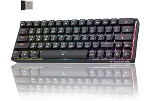 TMKB TECHNOLOGY MECHANICAL KEYBOARD TMKB T63 Gaming Tastatur Mechanische Kabellos mit Blue Switch,Bluetooth / 2.4G / Mit Kabel,Schwarz