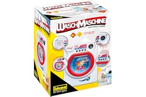 Idena 40469 - Lavadora para Niños con Efectos de Luz y Sonido, Cargador Frontal con 4 Programas y Tambor de Lavado Giratorio, Juguete para El Aprendizaje de Habilidades Prácticas.