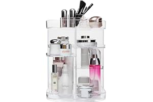 Boxalls 360-stopniowy obrotowy kwadratowy organizer do makijażu z 5 tacami o dużej pojemności do toaletki, blatu łazienkowego lub sypialni