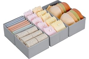 DIMJ 4 Stück Schubladen Ordnungssystem Schubladen Organizer, Faltbare Aufbewahrungsbox Stoff, Schubladeneinsätze für Kleiderschränke, Kleiderschrank Organizer für Kleidung, Hellgrau