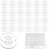 MOXYOY 25PCS Sewing Machine Bobbins with Case | Clear Plastic Bobbins for Sewing Machine , Universal Accessories