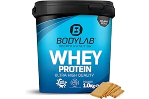 Bodylab24 Whey Protein Powder Biscuit au beurre 1kg, pour des muscles plus forts, protéine de lactosérum peut favoriser la construction musculaire, avec 80% de protéines, sans aspartame