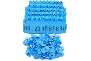 LIUCOGXI Cattle Ear Tags,100PCS Numbered Plastic Livestock Ear Tags 4.1x3 001-100 Livestock Identification Cards Plastic for Cow Cattle Pig Swine（Blue）