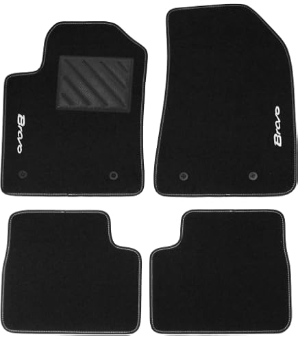 Juego De Alfombrillas De Moquette Con Bordado Para Fiat Bravo (desde 2007) - Color Negro Con Gris, Antideslizantes