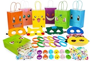 99 Pièces Elfe de dessin animé Party Jouet, Elfe Anniversaire Fête Faveurs Compris des Sac de Fête, Autocollants, Masques, Bracelets, Badges Cartoon Sprite Cadeau Sachet Fête Anniversaire pour Enfants