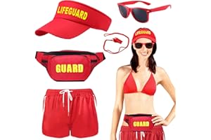 HEAWAA 5Pcs Life Guard Accessories Kit Include Inflatable Float Prop Bucket Hat Adjustable Fanny Pack Whistle Sunglasses Lifeguard Fancy Dress Costume for Adults Women Men Halloween Cosplay Party