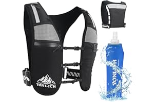 Running Vest, YONLICH Lightweight Running Hydration Vest with 500ml Soft Water Bottles, Waterproof Running Phone Holder Backpack for Men Women