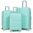 Effortless Travel Essentials: 3-Piece ABS Trolley Bag Set with Number Lock System (20", 24", 28" Sizes) (Green)