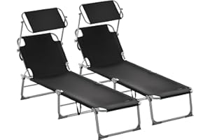 CASARIA® 2X Tumbonas de Jardín Playa Relajación Parasol Plegable 195x60x30cm hasta 150Kg Acero Piscina