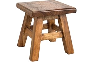 Crafty Artisan® handmade sqaure small wooden milking stool muti-use, step stool, plant pot stand, kids stool, etc