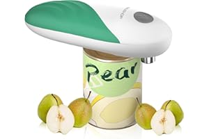 HAUSHOF Apriscatole Elettrico One Touch Bordo Liscio, Apriscatole Automatico con Funzione Avvio e Arresto Automatico One Touch, Gadget da Cucina con 4 Batterie per Cuochi-Verde