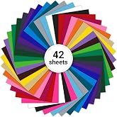 KITDAHOM 42 Sheets Adhesive Vinyl &ndash; 21 Colours Permanent Vinyl Sheets &ndash; 30.5 x 21 cm, Waterproof, Sun Protection, for Car, Wi