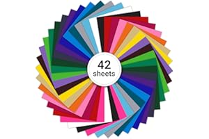 KITDAHOM 42 Feuilles de Vinyle Adhésif - 21 Couleurs Vinyle Permanent Pour Cricut, 30.5×21 cm, Résistant à l'Eau, Protection Solaire, pour Voiture, Fenêtres, Verre, Murs et Personnalisation DIY etc.