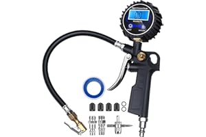 DIGITPRO Digital Tyre Inflator with Pressure Gauge, 250 PSI Air Chuck and Compressor Accessories Heavy Duty with Air Chuck Quick Connect Coupler, Tyre Pressure Inflator with Rubber Hose for Car
