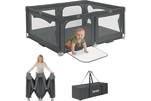 Lionelo Kinderlaufgitter 150 x 180 x 75 cm Florence Easy Fold, atmungsaktives Netz, sicher, tragbar, einfach zusammenklappbar, 2 Eingänge mit Reißverschluss, Reisetasche