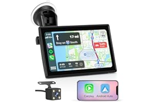 Hexinex Carplay Voiture avec Carplay sans Fil Android Auto,7 Pouces Ecran Tactile, avec Bluetooth/GPS/FM/AUX/Lien Miroir/Caméra de recul