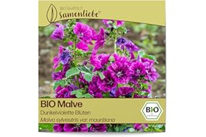 Samenliebe BIO Malve Samen alte Sorte Dunkelviolette Blüten 100 Samen samenfestes Blumen Saatgut für Garten Freiland und Balkon BIO Blumensamen