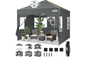COBIZI Faltpavillon 3x3 Pop Up Pavillon Wasserdicht Stabil Winterfest Klappbar Partyzelt mit 4 Seitenwänden UV-Schutz Gartenpavillon mit Netzlüftungsöffnung & Reflexstreifen für Camping, Grau
