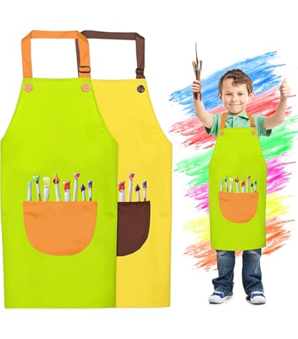 Kinder Malschürze 2er Set - Wasserdichter Malkittel Mit Langen Ärmeln