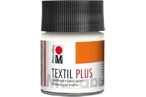 Marabu Textil Plus - Flacone di Colore per Stoffa, 50 ml, Colore: Bianco