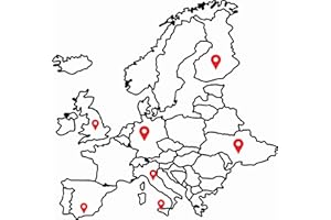 Stick-up Stickers Adesivo Europa con Puntatori per Contrassegnare i Luoghi visitati - Camper, Roulotte, Furgoni e Van in Vinile per Esterni