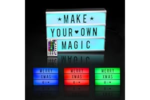 BRINGLUCK2U Scatola luminosa a LED con lettere, Cambio colore e funzione timer, include 96 lettere e simboli intercambiabili, alimentazione a batteria e connessione USB, perfetta per anniversari festivi
