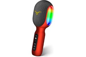 STAGESOUND Karaoke Microphone, LED Wireless Bluetooth Microphone, Portable LED Kids Karaoke Microphone with Music Recording, Home KTV Karaoke Device, Compatible with iOS Android FM Connection in the Car