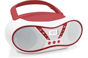 MOOOV 477411 CD-Player Cherry, Radio FM, Stereo 6W, Tragbar mit Transportgriff - 477411