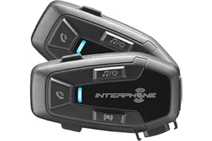 INTERPHONE U-Com 7R - Doppio - Interfono Moto Bluetooth 5.2 Rimovibile e Batteria Integrata 15 ore Autonomia, 4 Moto 1 Km, Compatibile TFT e GPS, Impermeabile, Speaker 32mm, per tutti i Caschi